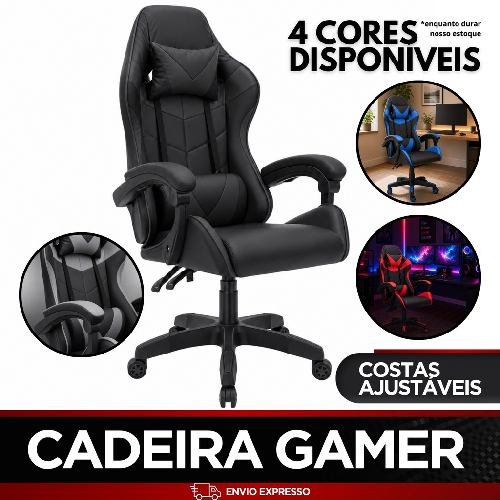 Cadeira Gamer Executiva Ergonômica Reclinável Para Setup Escritório Home Office Conforto Premium