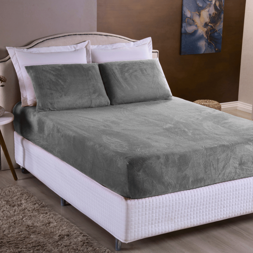 Jogo de Lençol Plush Com Elástico Pelúcia Inverno Quente Macio Para Cama SolteiroCasalQueenKing