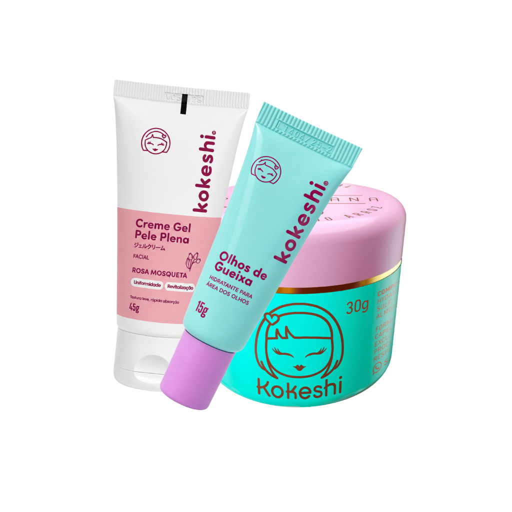 Kit Hidratação Pele de Porcelana + Olhos de Gueixa + Pele Plena Kokeshi