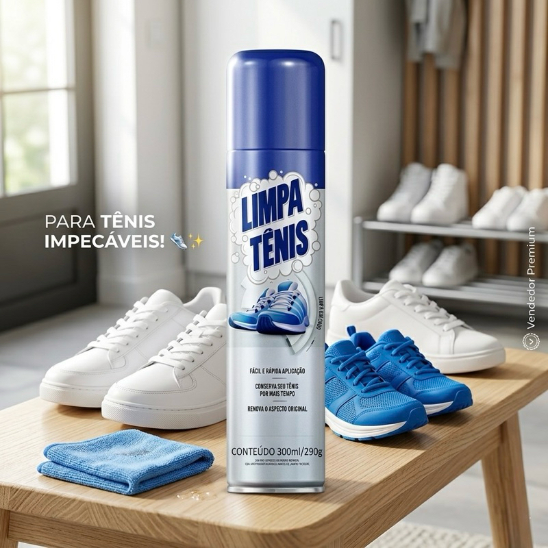 Limpa Tênis Espuma Spray Limpeza a Seco Remove Encardido Sujeira Branco e Colorido Profissional Petroplus