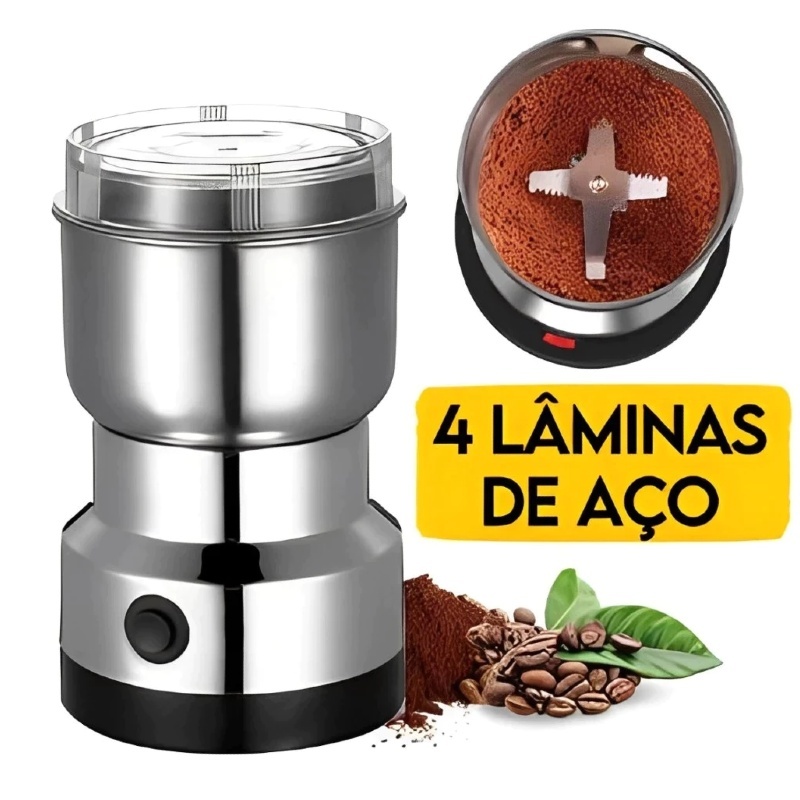 Moedor Elétrico de Café Bivolt 110/220V com 4 Lâminas de Aço para Grãos e Especiarias