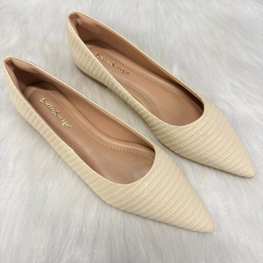 Sapatilha Feminina Casual Bico Super Alongado Confort Confortável Trama Linnha Premium