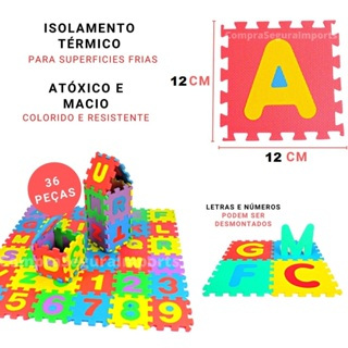 Tapete EVA Alfabeto Infantil com 26 Peças Educativo Colorido