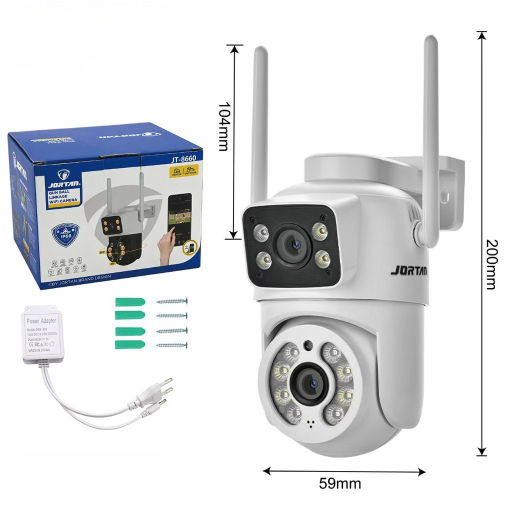 Câmera de Segurança Wi-Fi Externa IP66 com 2 Lentes + Monitoramento no App Yoosee anjgg