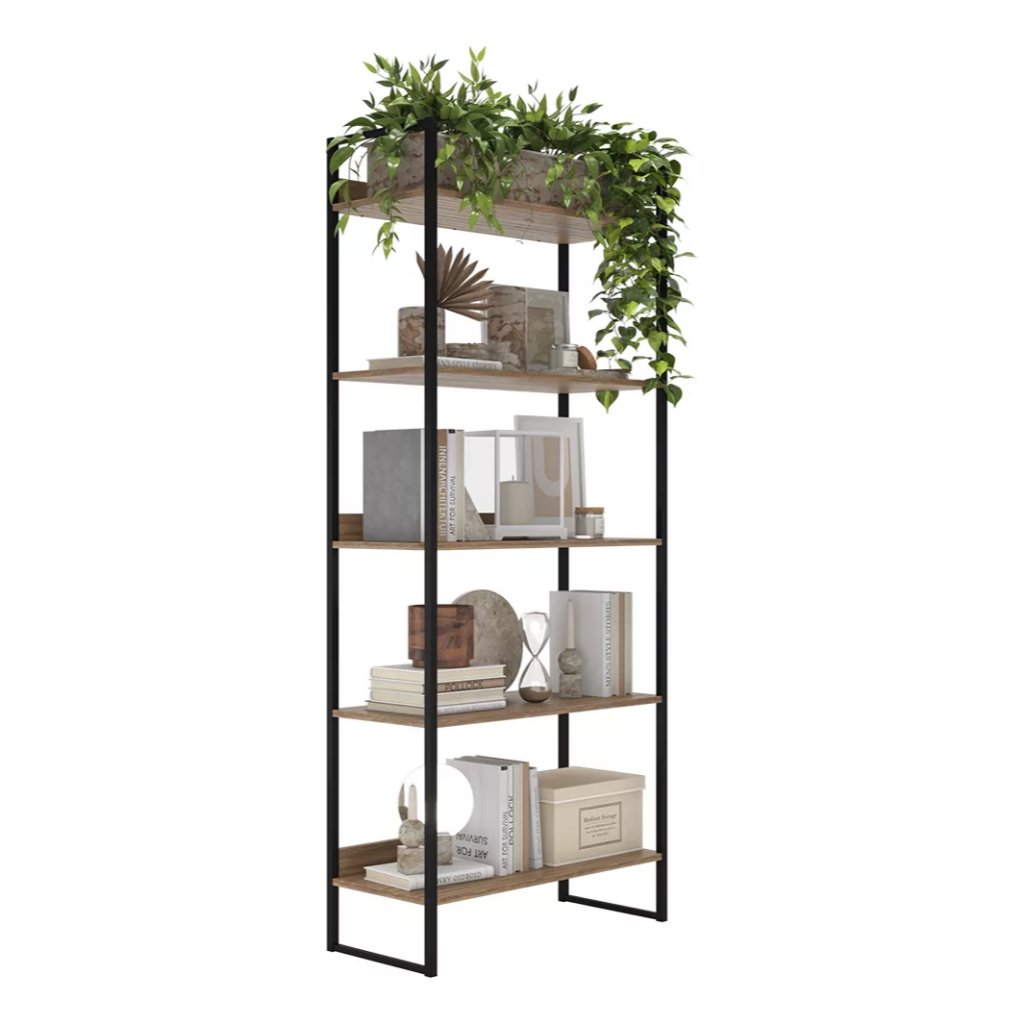 Estante Industrial Decorativa Madeira Laminada e Metal Organizador Multiuso Para Sala Quarto Escritório Home Office