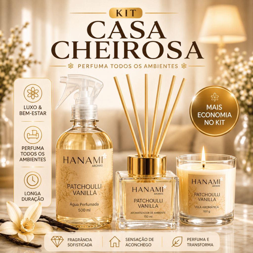 Kit Casa Cheirosa Hanami Difusor de Ambiente Água Perfumada e Vela Aromática