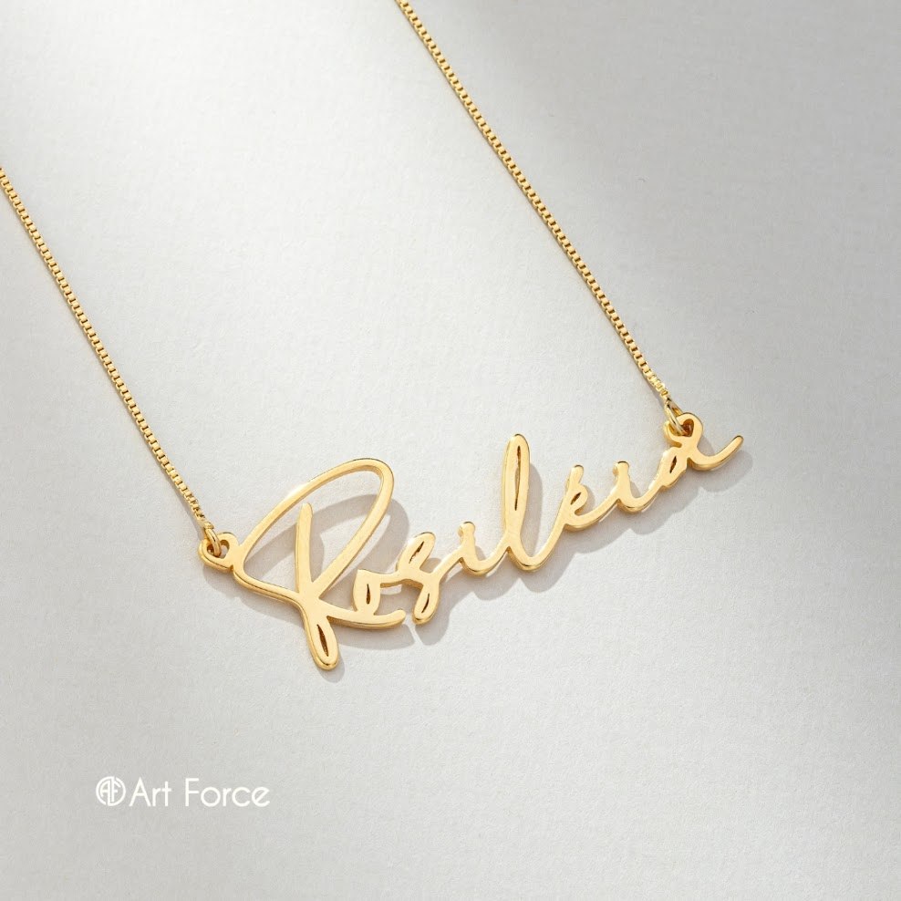 Colar Nome Personalizado Antialérgico Banhado a Ouro 18k Semijoia Luxo - Art Force Semijoias