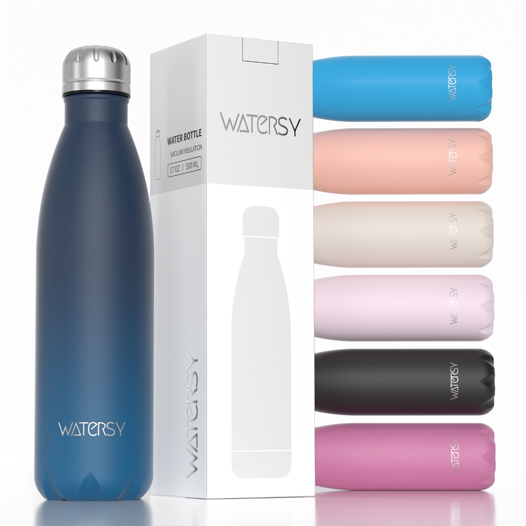 Garrafa Térmica WATERSY 500ml - 48h Frio! Perfeita para Academia, Futebol e Dia a Dia⚽️