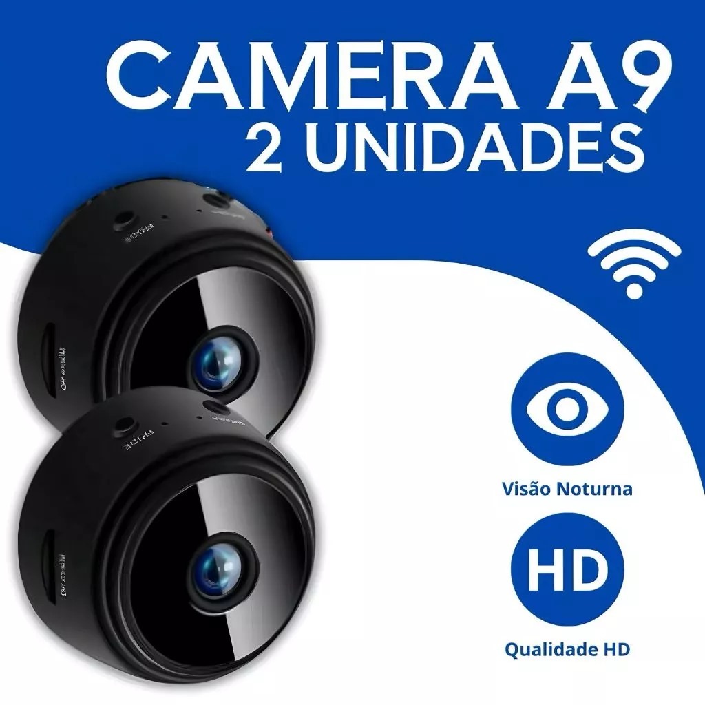 Kit 02 Cameras A9 HD Visão Noturna Wifi Câmera 1080P Sem Fio Vigilância e Segurança
