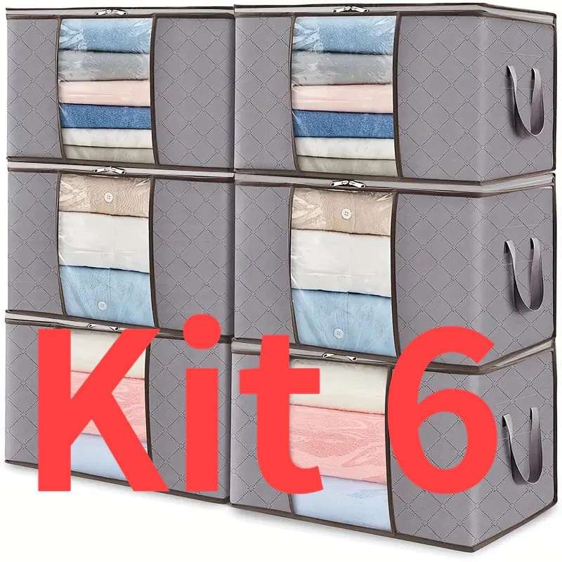 KIT 3/6 Sacos de Armazenamento | Organizador de Guarda-Roupa Roupas Viagem Anti Poeira Umidade Dobrável Multiuso