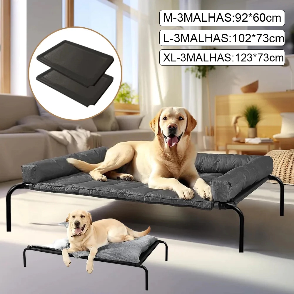 Kit Cama Suspensa Para Pet Cao Gato Estrutura de Aço Resistente, Tecido Respirável Cor Preto Lavável Confortáve