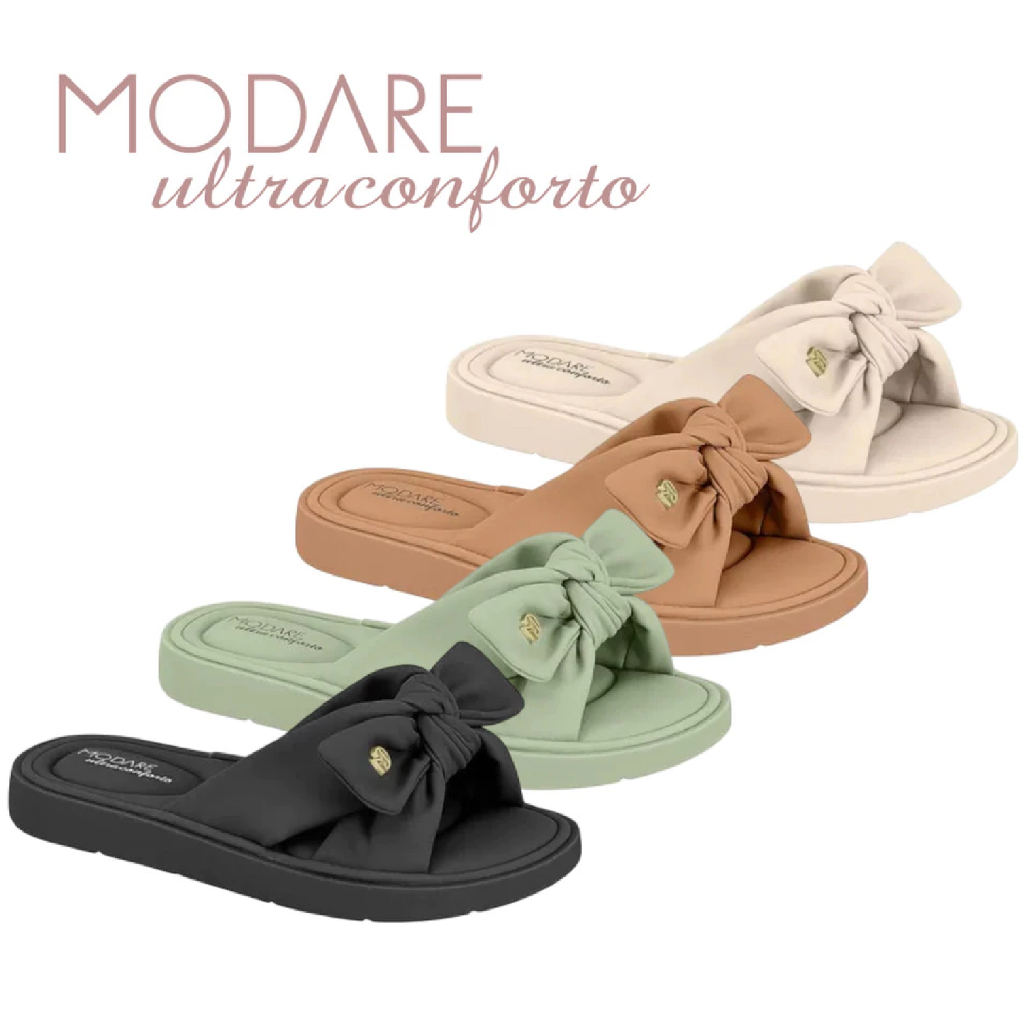 Sandália Papete Modare Laço Casual UltraConforto Palmilha Calce Fácil Leve Nobuck Slide Ortopédica