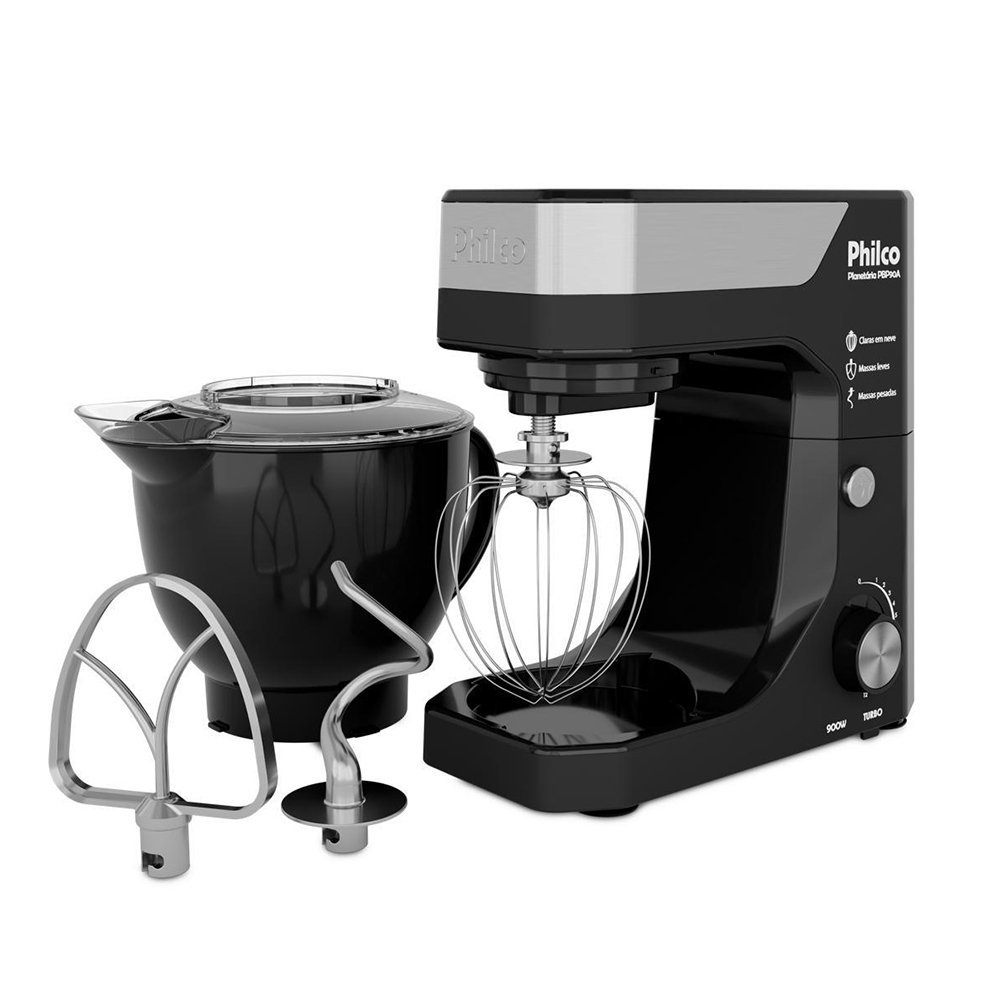 Batedeira Philco PBP90A Planetária - 12 Velocidades + Turbo, 1 Tigela, 900W, Preto