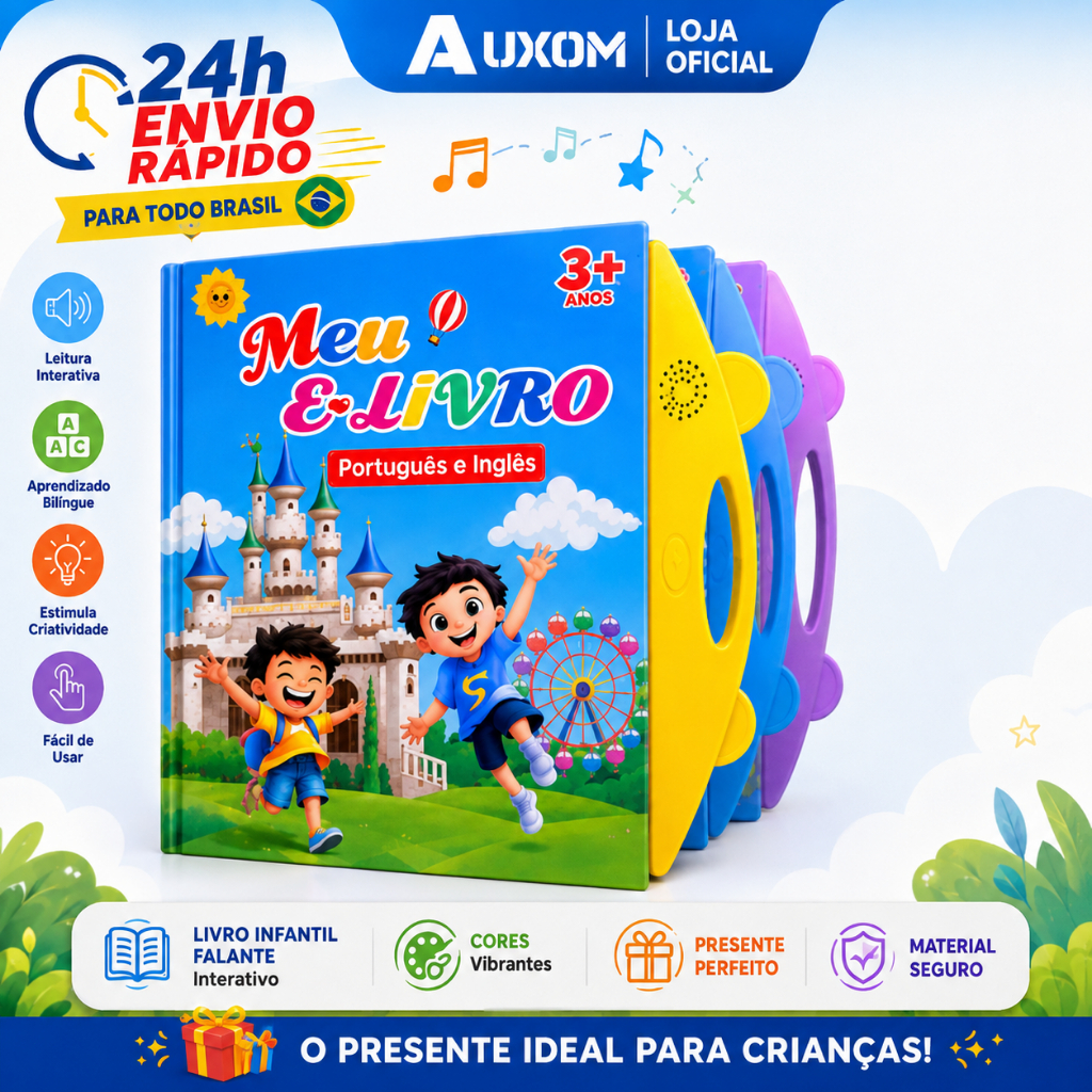 Livro Infantil Falante Bilíngue Português/Inglês Educativo Interativo com Som