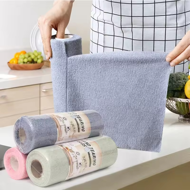 Rolo Pano De Microfibra 20 Peças Destacável Toalha Limpeza Reutilizável Lavar Louça Multiuso Utensílios Cozinha