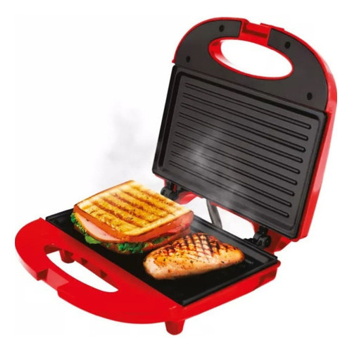 Sanduicheira e Grill Elétrica 2 em 1 Antiaderente Kian Vermelha 750W Sanduíches e Lanches