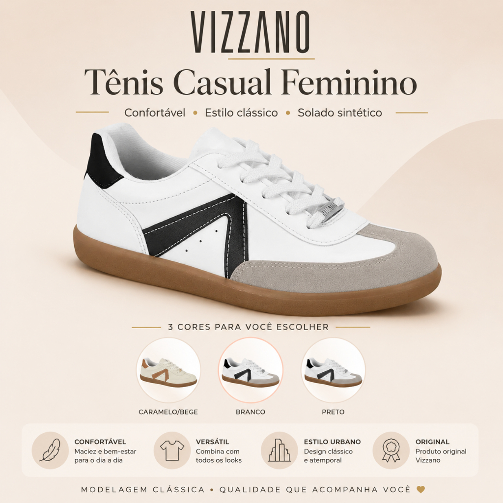 Sapato Feminino Vizzano Casual Modelagem Clássica Solado Sintético Original